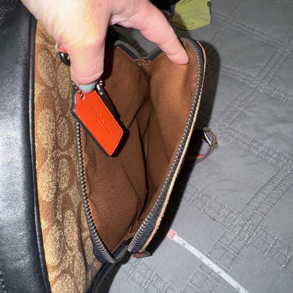 Coach Signature Black and Tan Crossbody Bag - Picture 6 of 13